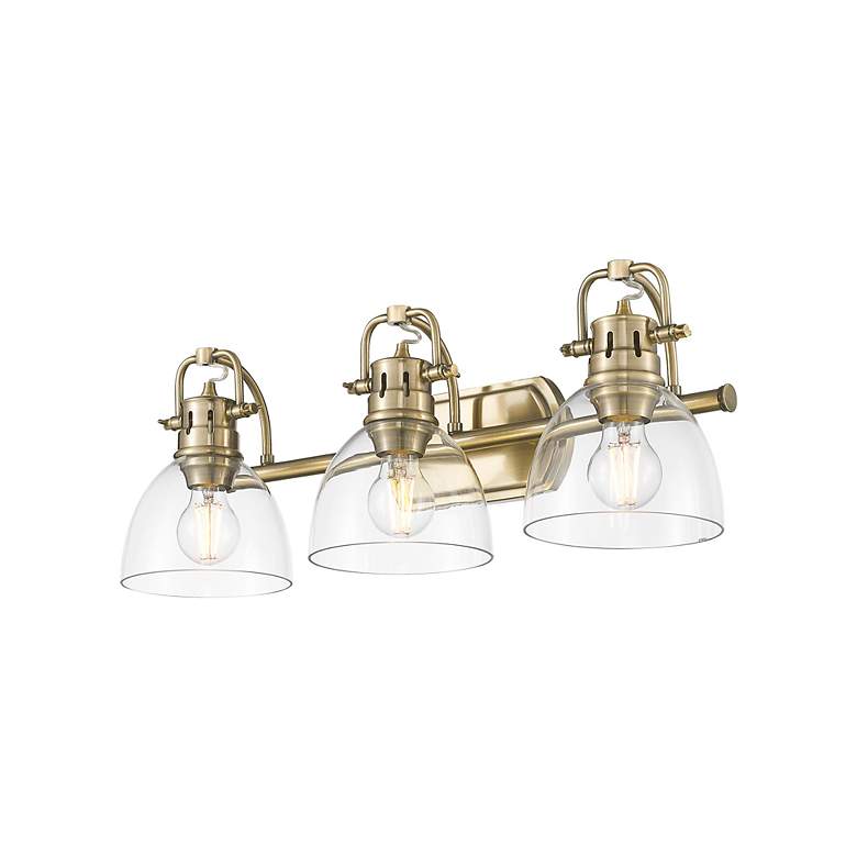 Image 3 Duncan 3-Light Bath Vanity in Aged Brass with Clear Glass more views