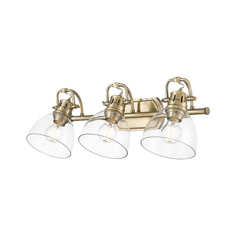 Image 5 Duncan 3-Light Bath Vanity in Aged Brass with Clear Glass more views