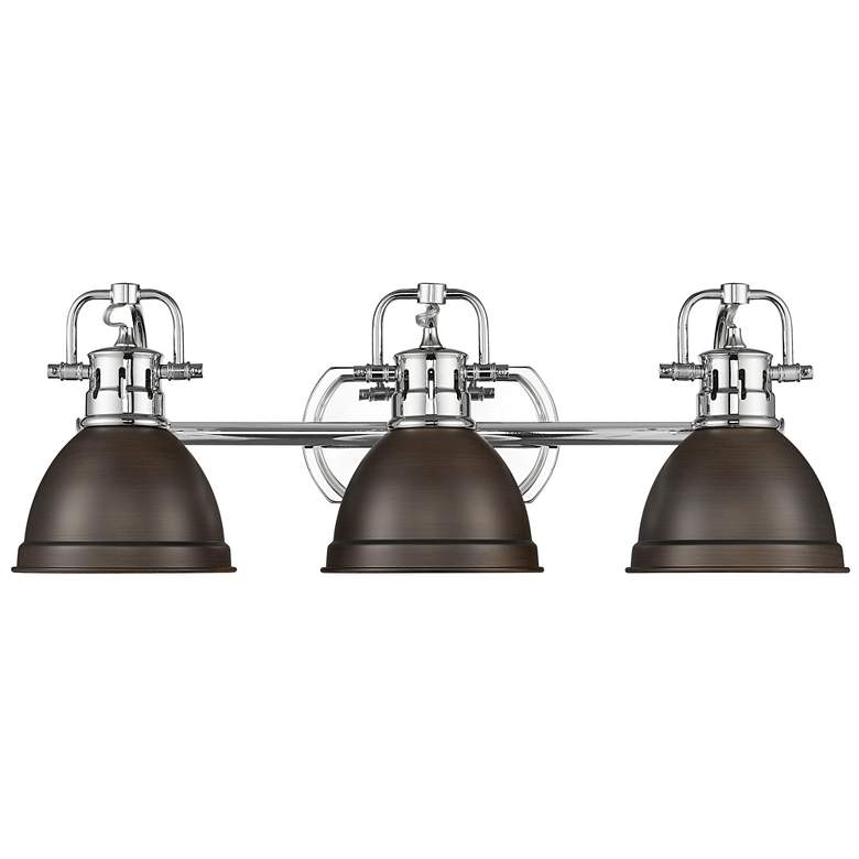 Image 1 Duncan 3-Light Bath Vanity in Chrome with Rubbed Bronze