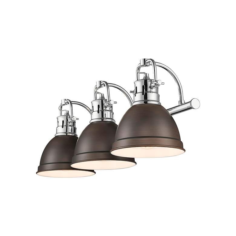 Image 2 Duncan 3-Light Bath Vanity in Chrome with Rubbed Bronze more views