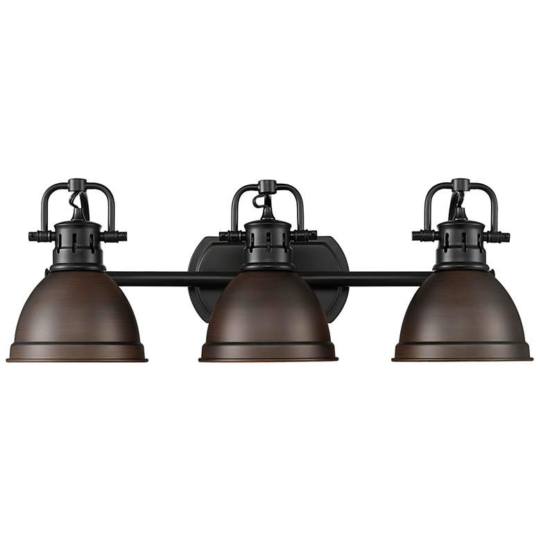 Image 1 Duncan 3-Light Bath Vanity in Matte Black with Rubbed Bronze