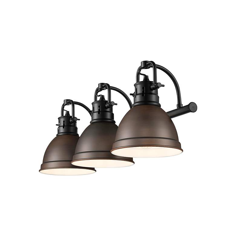 Image 2 Duncan 3-Light Bath Vanity in Matte Black with Rubbed Bronze more views