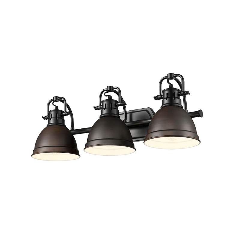 Image 3 Duncan 3-Light Bath Vanity in Matte Black with Rubbed Bronze more views