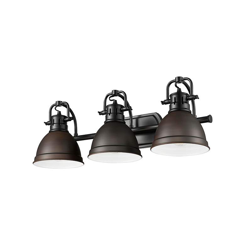 Image 4 Duncan 3-Light Bath Vanity in Matte Black with Rubbed Bronze more views