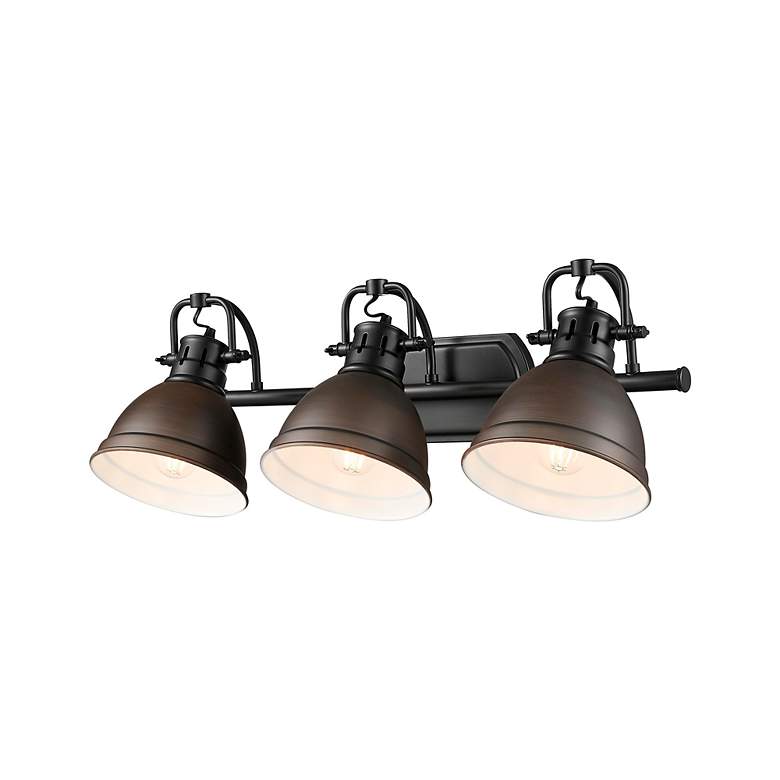 Image 5 Duncan 3-Light Bath Vanity in Matte Black with Rubbed Bronze more views