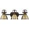 Duncan 3-Light Bath Vanity in Rubbed Bronze with Aged Brass