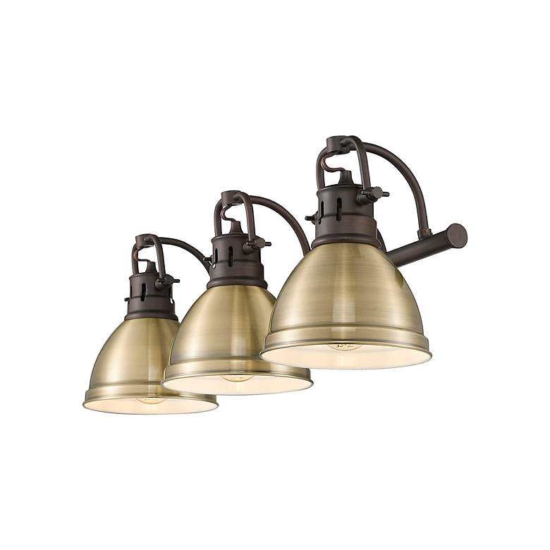 Image 2 Duncan 3-Light Bath Vanity in Rubbed Bronze with Aged Brass more views