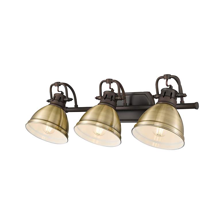Image 5 Duncan 3-Light Bath Vanity in Rubbed Bronze with Aged Brass more views