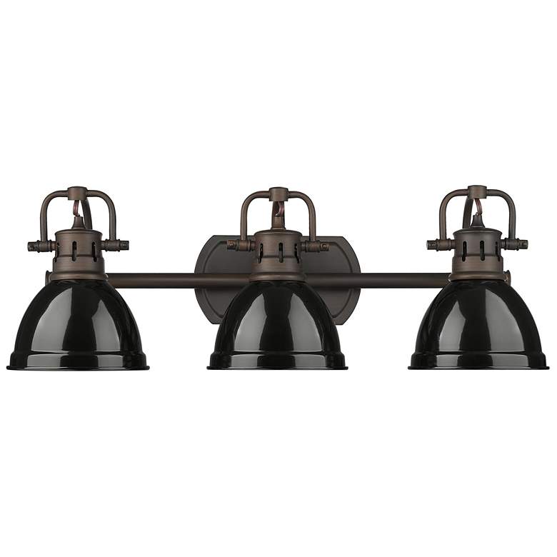 Image 1 Duncan 3-Light Bath Vanity in Rubbed Bronze with Black