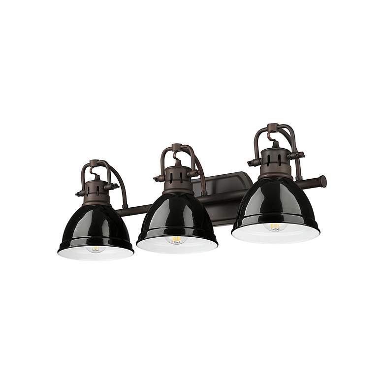 Image 4 Duncan 3-Light Bath Vanity in Rubbed Bronze with Black more views