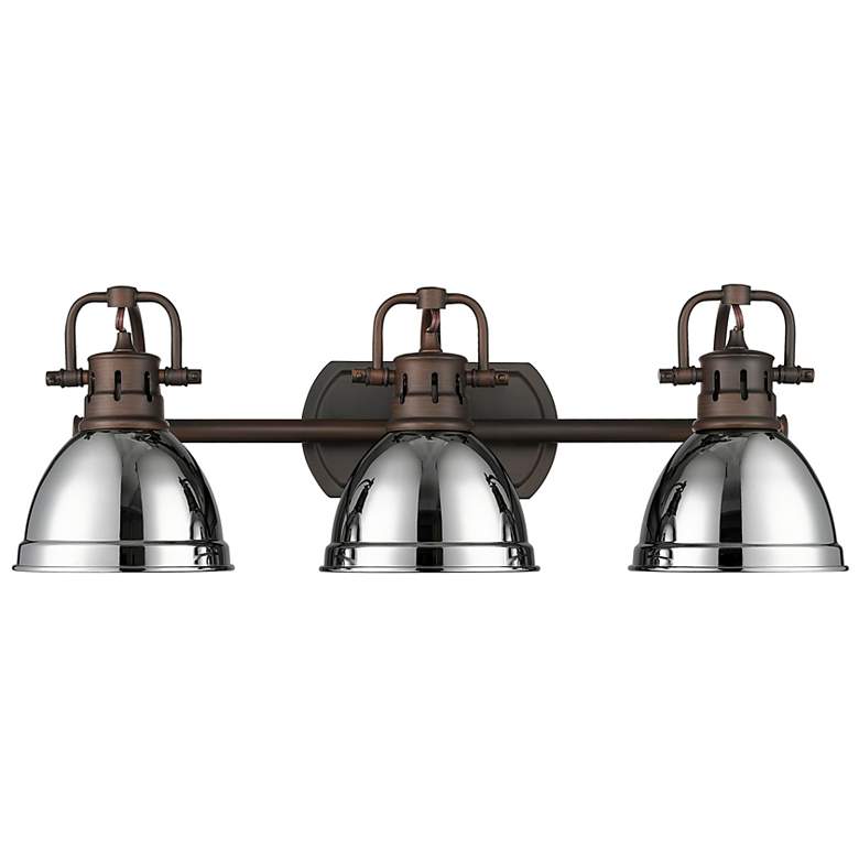 Image 1 Duncan 3-Light Bath Vanity in Rubbed Bronze with Chrome