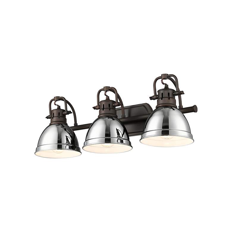 Image 3 Duncan 3-Light Bath Vanity in Rubbed Bronze with Chrome more views