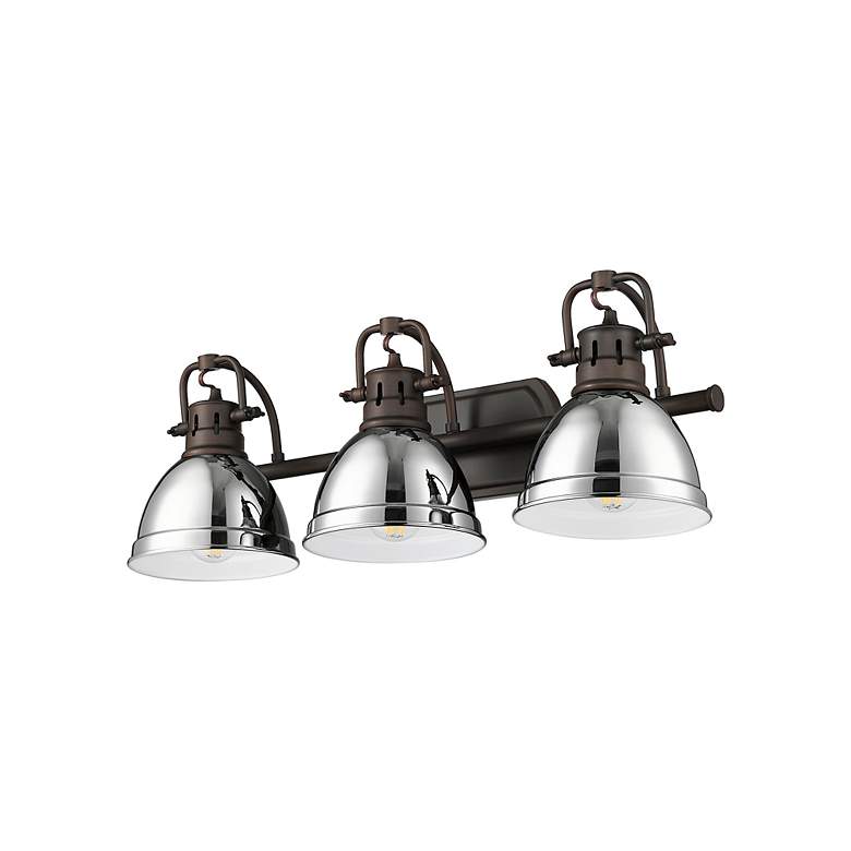 Image 4 Duncan 3-Light Bath Vanity in Rubbed Bronze with Chrome more views