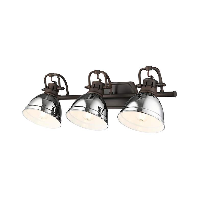 Image 5 Duncan 3-Light Bath Vanity in Rubbed Bronze with Chrome more views
