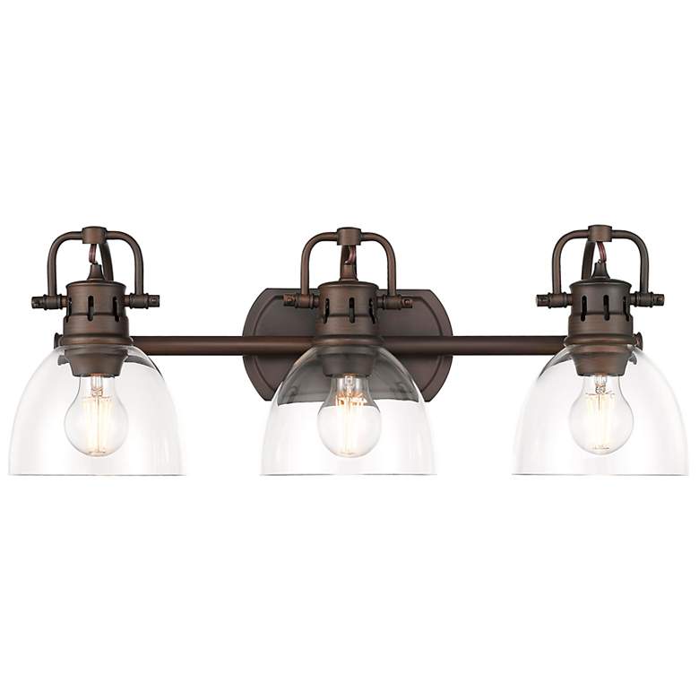 Image 1 Duncan 3-Light Bath Vanity in Rubbed Bronze with Clear Glass