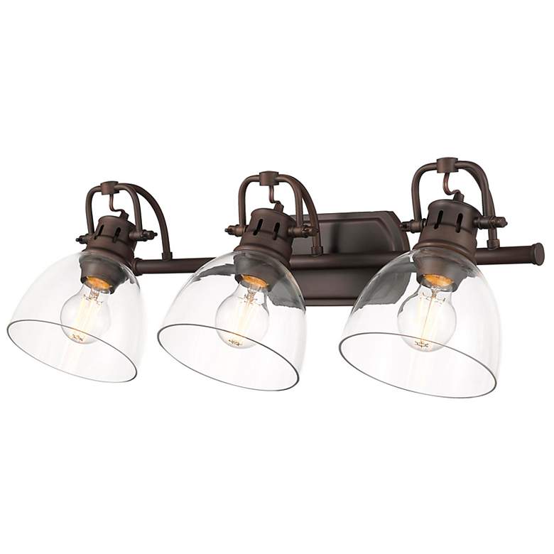 Image 5 Duncan 3-Light Bath Vanity in Rubbed Bronze with Clear Glass more views