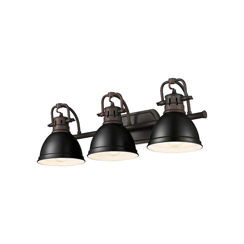 Image 3 Duncan 3-Light Bath Vanity in Rubbed Bronze with Matte Black more views