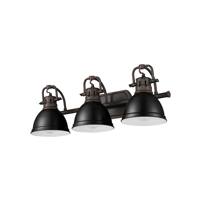 Image 4 Duncan 3-Light Bath Vanity in Rubbed Bronze with Matte Black more views
