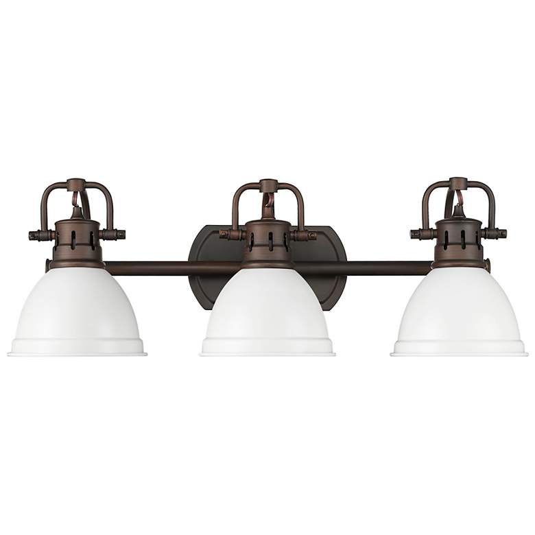 Image 1 Duncan 3-Light Bath Vanity in Rubbed Bronze with Matte White