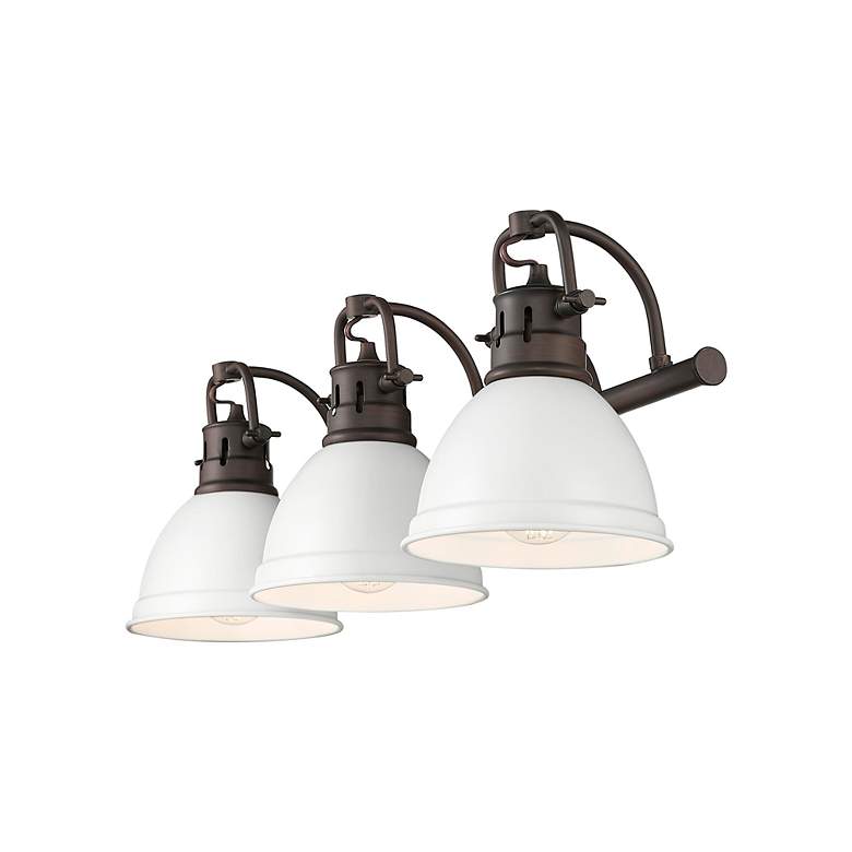 Image 2 Duncan 3-Light Bath Vanity in Rubbed Bronze with Matte White more views