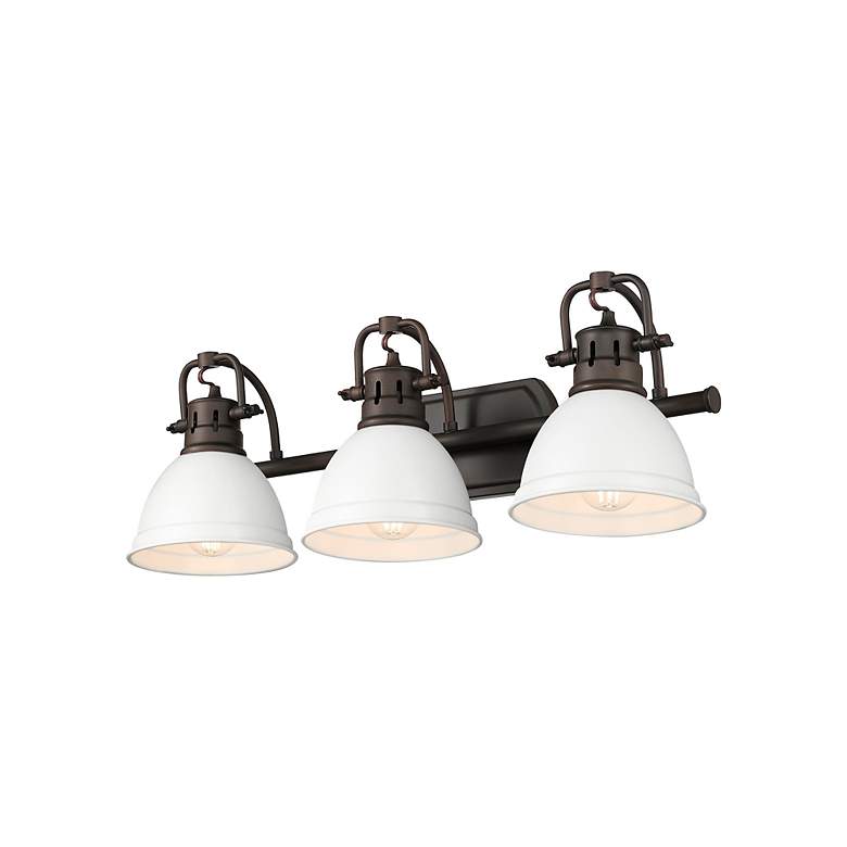 Image 3 Duncan 3-Light Bath Vanity in Rubbed Bronze with Matte White more views