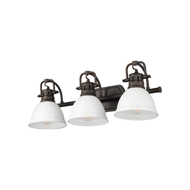 Image 4 Duncan 3-Light Bath Vanity in Rubbed Bronze with Matte White more views