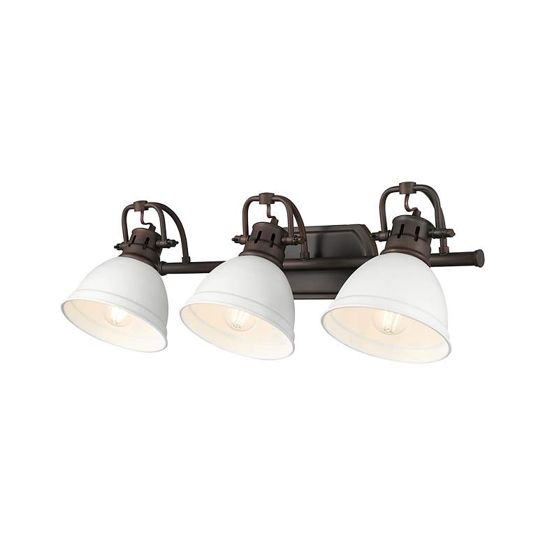 Image 5 Duncan 3-Light Bath Vanity in Rubbed Bronze with Matte White more views