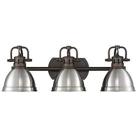 Image1 of Duncan 3-Light Bath Vanity in Rubbed Bronze with Pewter