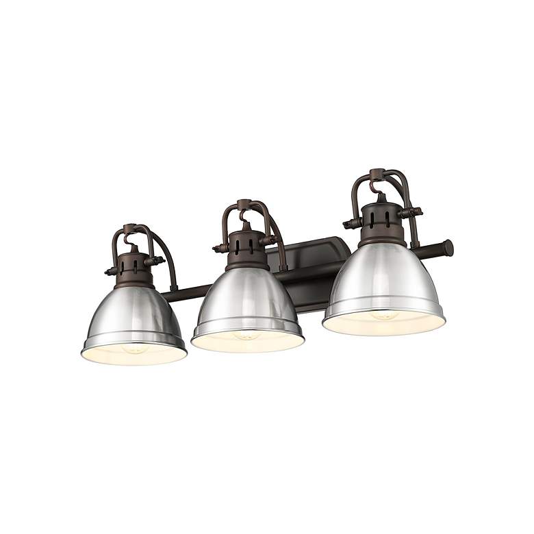 Image 3 Duncan 3-Light Bath Vanity in Rubbed Bronze with Pewter more views