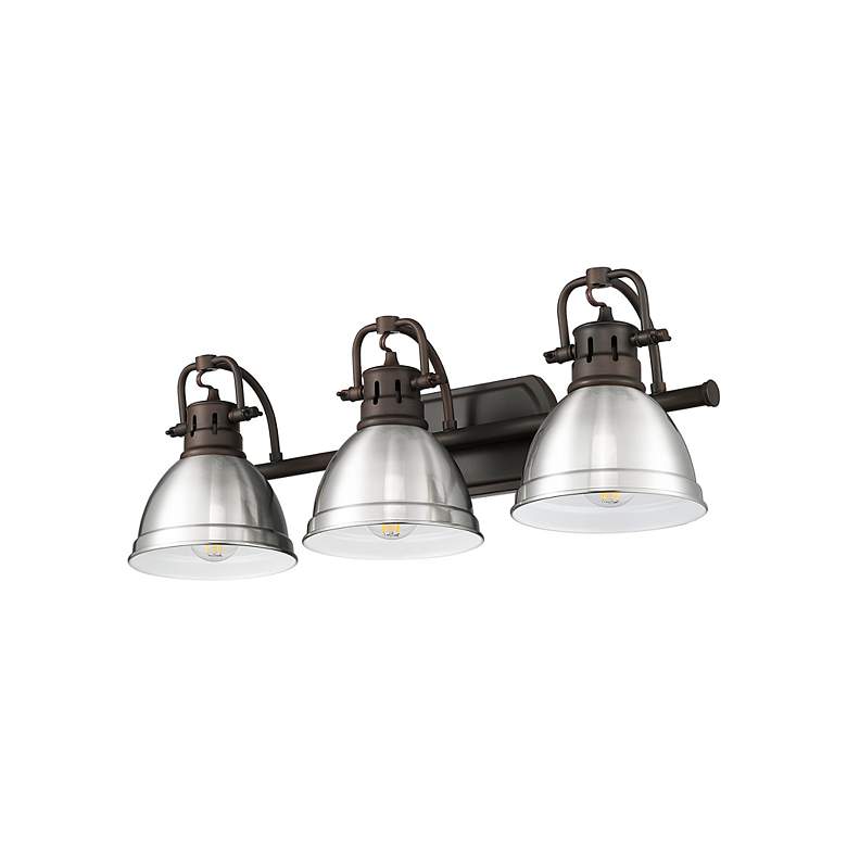 Image 4 Duncan 3-Light Bath Vanity in Rubbed Bronze with Pewter more views