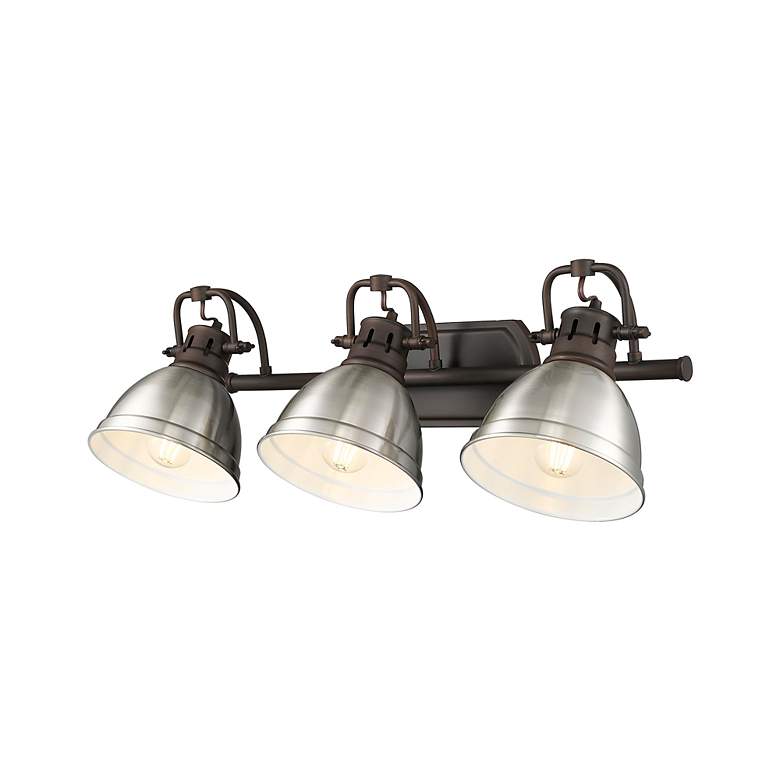 Image 5 Duncan 3-Light Bath Vanity in Rubbed Bronze with Pewter more views