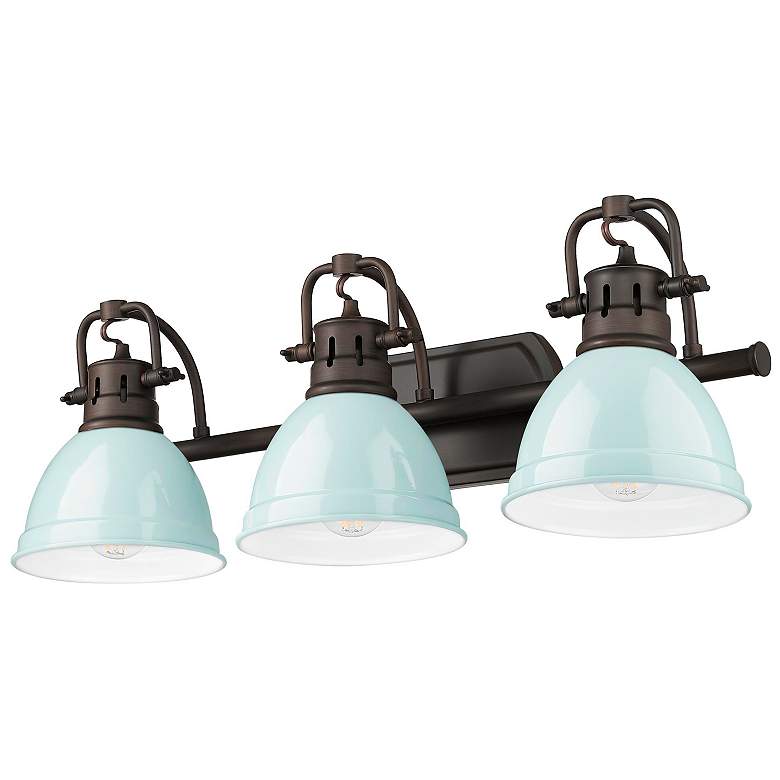 Image 4 Duncan 3-Light Bath Vanity in Rubbed Bronze with Seafoam more views