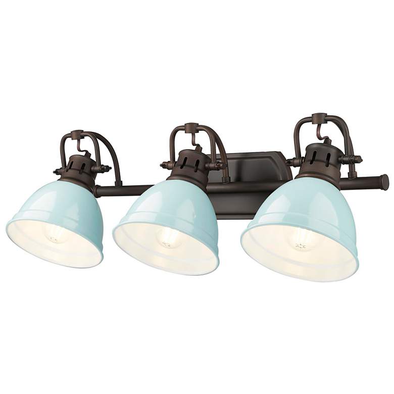 Image 5 Duncan 3-Light Bath Vanity in Rubbed Bronze with Seafoam more views