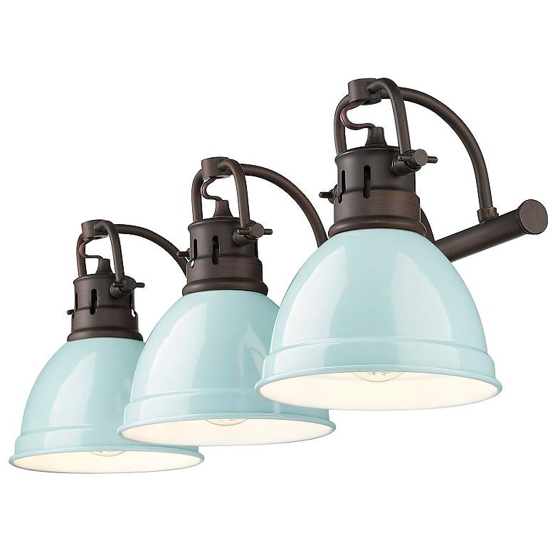 Image 6 Duncan 3-Light Bath Vanity in Rubbed Bronze with Seafoam more views