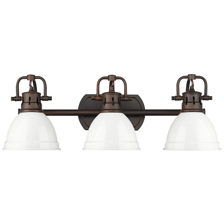 Image 1 Duncan 3-Light Bath Vanity in Rubbed Bronze with White