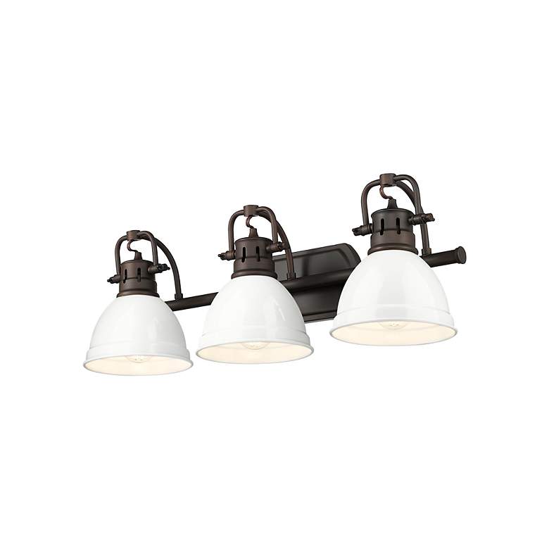 Image 3 Duncan 3-Light Bath Vanity in Rubbed Bronze with White more views