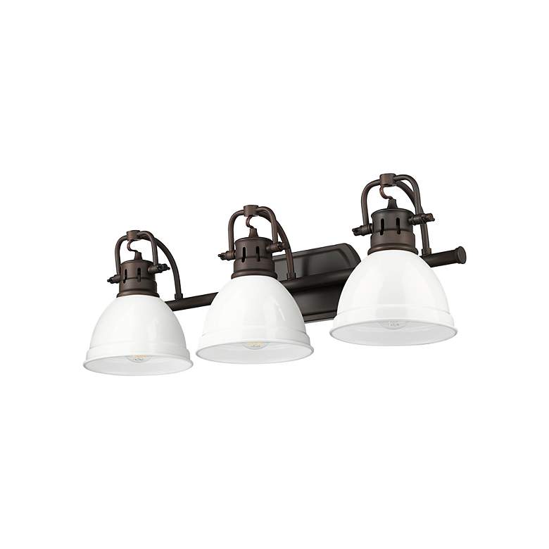 Image 4 Duncan 3-Light Bath Vanity in Rubbed Bronze with White more views