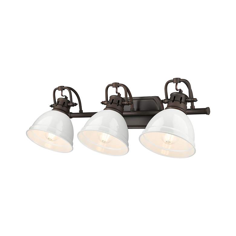 Image 5 Duncan 3-Light Bath Vanity in Rubbed Bronze with White more views