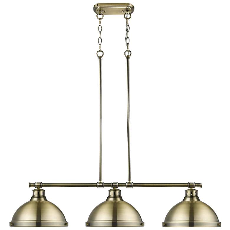 Image 1 Duncan 3-Light Linear Pendant in Aged Brass with Aged Brass