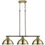 Duncan 3-Light Linear Pendant in Aged Brass with Aged Brass