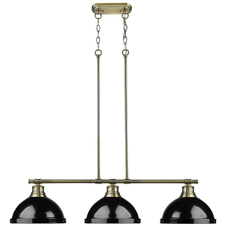 Image 1 Duncan 3-Light Linear Pendant in Aged Brass with Black
