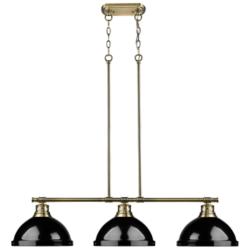 Duncan 3-Light Linear Pendant in Aged Brass with Black