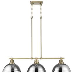 Duncan 3-Light Linear Pendant in Aged Brass with Chrome