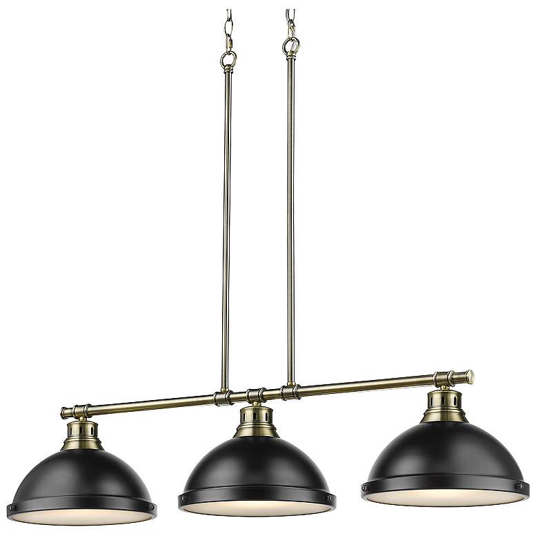 Image 1 Duncan 3-Light Linear Pendant in Aged Brass with Matte Black