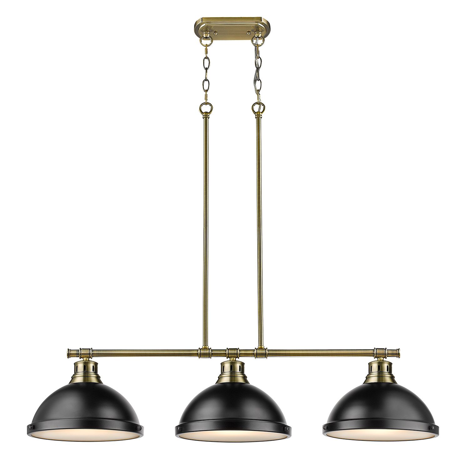 Image 2 Duncan 3-Light Linear Pendant in Aged Brass with Matte Black more views