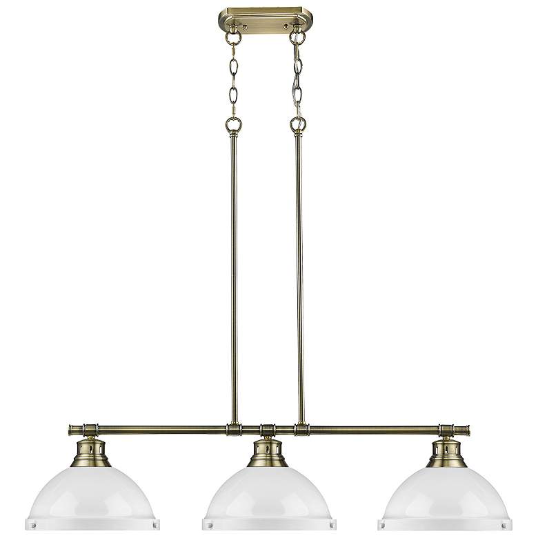 Image 1 Duncan 3-Light Linear Pendant in Aged Brass with White