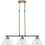 Duncan 3-Light Linear Pendant in Aged Brass with White
