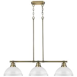Duncan 3-Light Linear Pendant in Aged Brass with White