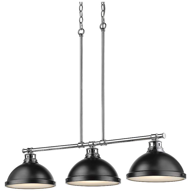 Image 1 Duncan 3-Light Linear Pendant in Chrome with Matte Black