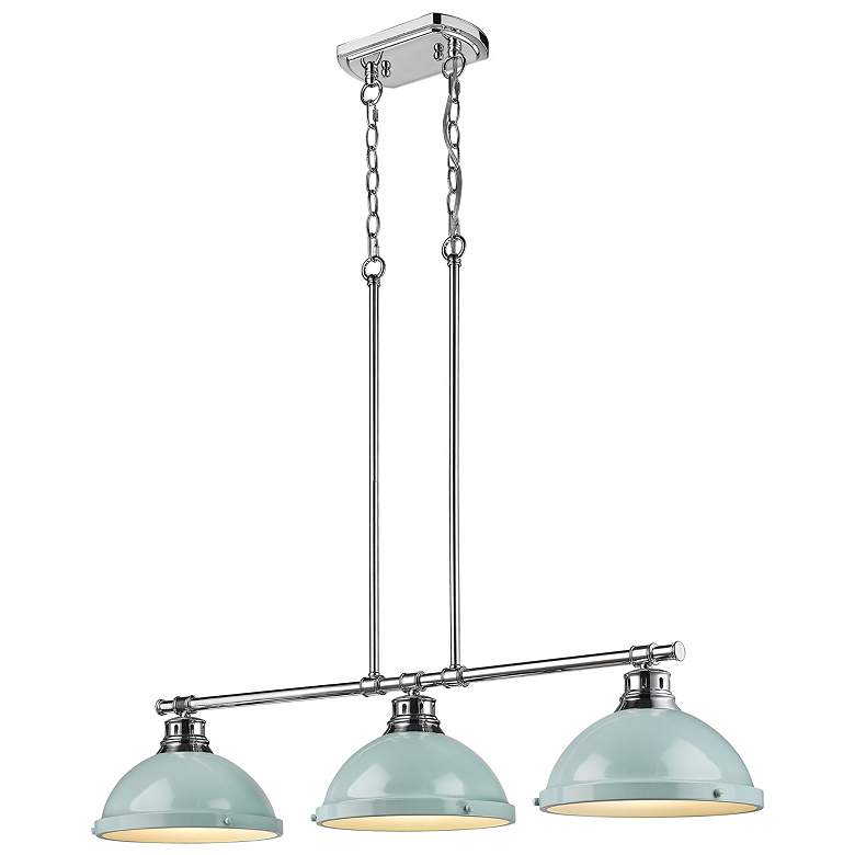 Image 1 Duncan 3-Light Linear Pendant in Chrome with Seafoam
